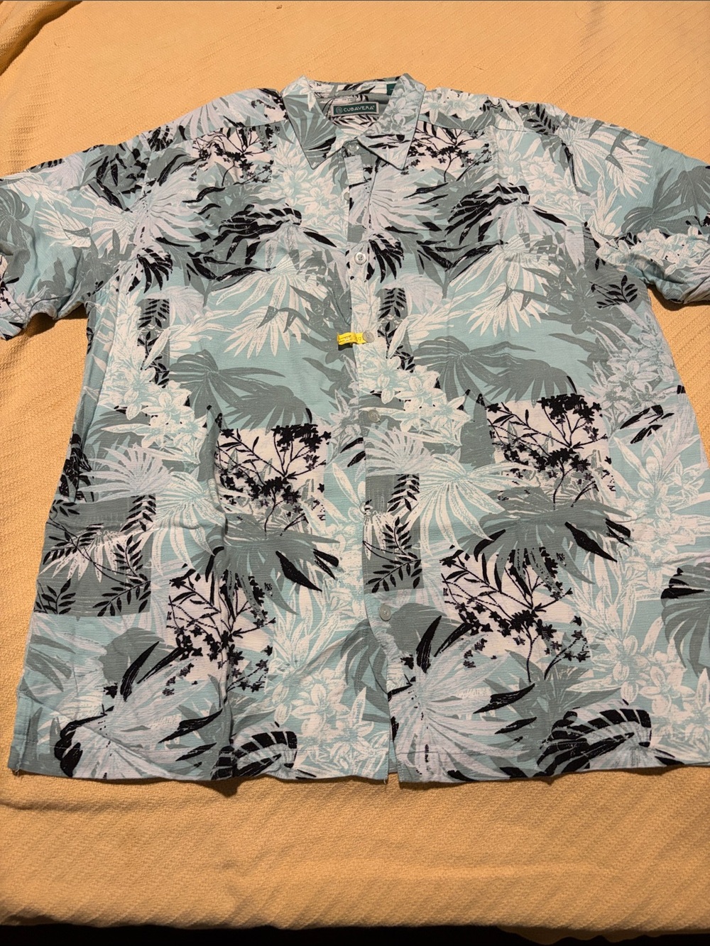 Cubavera Light Blue Tropical Print Button-Down Shirt